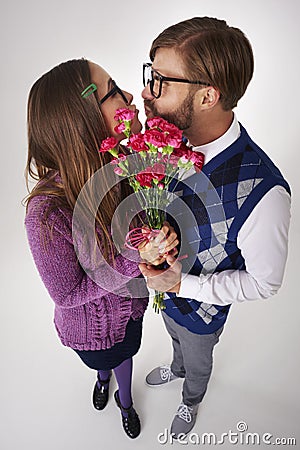 Funny nerd couple Stock Photo