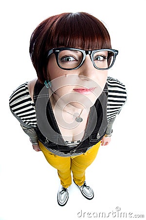 Funny nerd girl Stock Photo