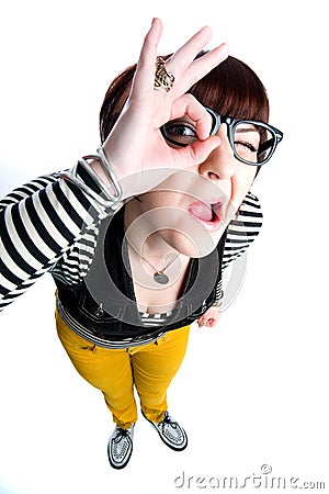 Funny nerd girl Stock Photo