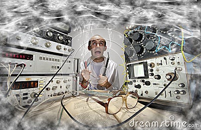 Funny nerd scientist Stock Photo