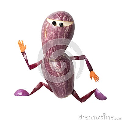 Funny ninja made of eggplants Stock Photo