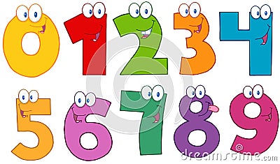 Funny numbers cartoon characters Vector Illustration