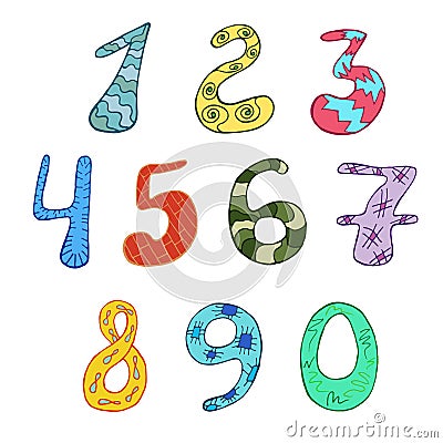 Funny Numbers Cartoon Characters .Vector illustration Cartoon Illustration