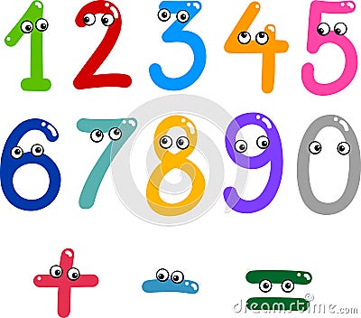 Funny numbers from zero to nine Vector Illustration