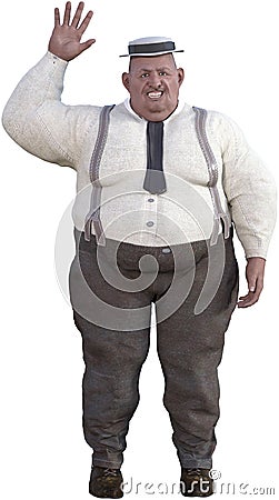 Funny Obese Overweight Man Isolated Stock Photo