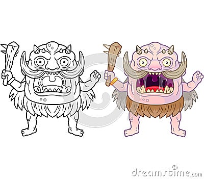 Funny ogre, coloring page, outline illustration Vector Illustration