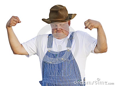 Funny Old Man Flexing Muscles Stock Photo