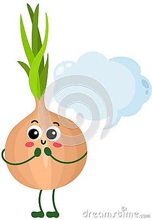 Funny onion with empty speech bubble Vector Illustration