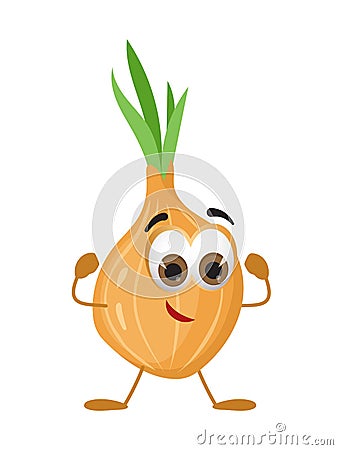 Funny Onion with eyes on white background Vector Illustration