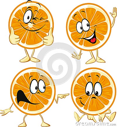 Funny orange cartoon wit hands and legs Vector Illustration