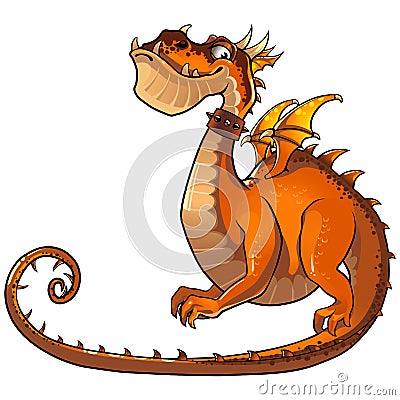 Funny orange dragon. Vector Illustration