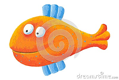Funny orange fish Cartoon Illustration
