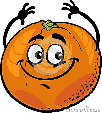 Funny orange fruit cartoon illustration Vector Illustration