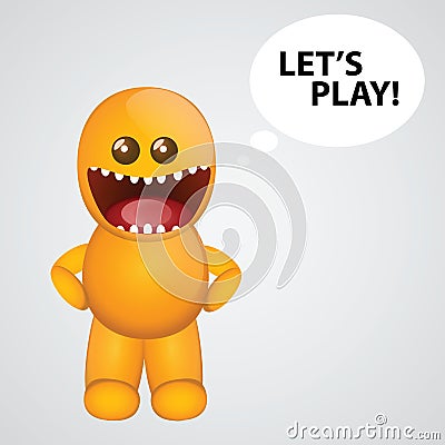 Funny orange monster Vector Illustration