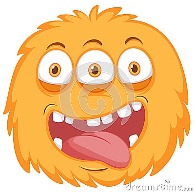 Funny orange monster white background Vector Illustration