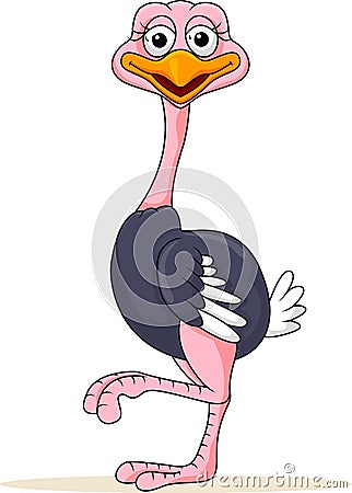 Funny ostrich cartoon Vector Illustration