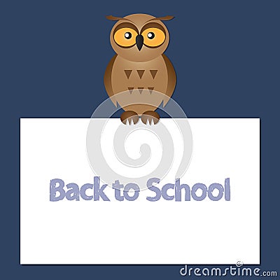 Funny owl on a blue background Vector Illustration