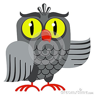 Funny owl character. Cartoon wise bird icon Vector Illustration