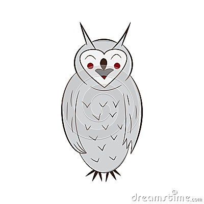 Funny owl. handdrawn. isolated on white background. Vector Illustration