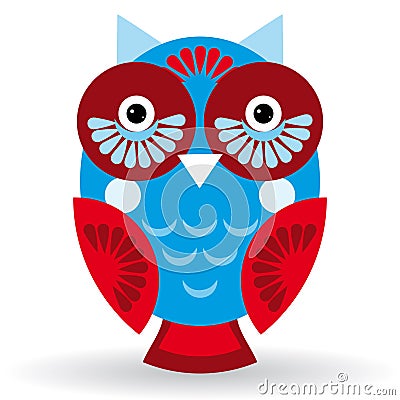 Funny owl on white background. Vector Illustration