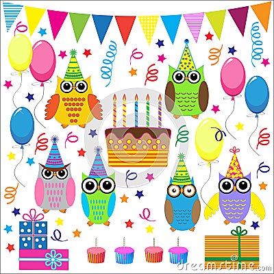 Funny owls Vector Illustration