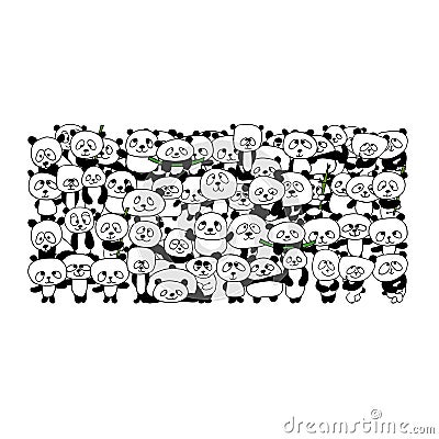 Funny panda family for your design Vector Illustration