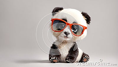 china panda sunglasses cute lovely animal creative design fashionable mammal Stock Photo