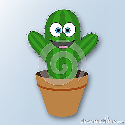 Funny paper cactus on blue background Stock Photo