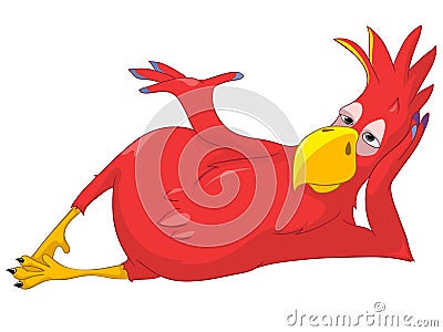 Funny Parrot. Relaxation. Vector Illustration