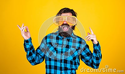 funny party dress code. cool fashioned bearded hipster. having fun concept. brutal handsome man with moustache. mature Stock Photo