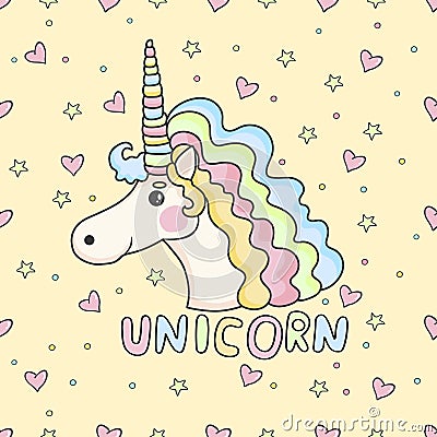 Funny pattern unicorn. Stock Photo