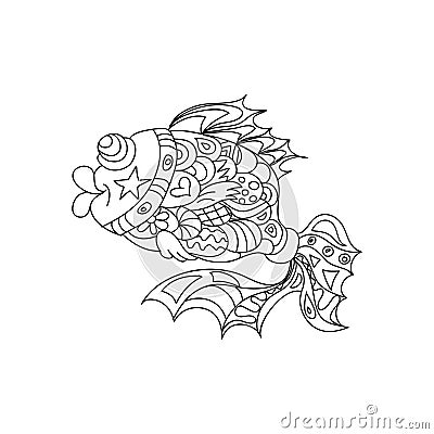 Funny patterned fish kids coloring page Stock Photo