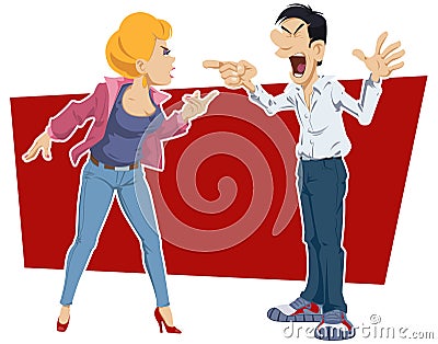 Angry Couple Arguing. Funny people Vector Illustration