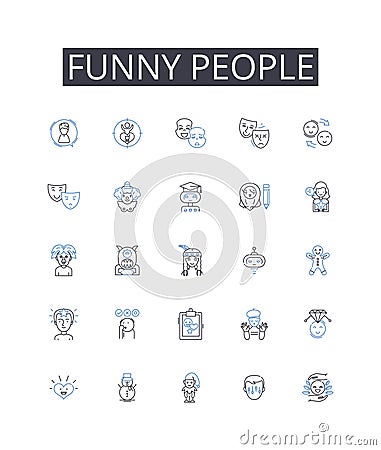 Funny people line icons collection. Amiable, Festive, Hospitality, Companionship, Jovial, Socialization, Rejoicing Stock Photo