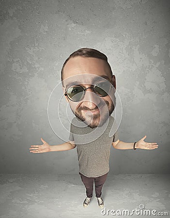 Funny person with big head Stock Photo