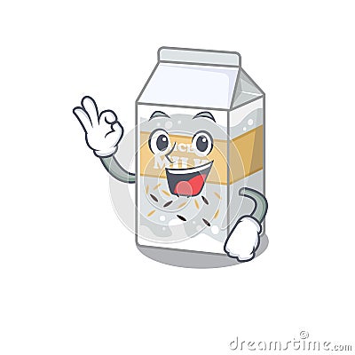 A funny picture of rice milk making an Okay gesture Vector Illustration