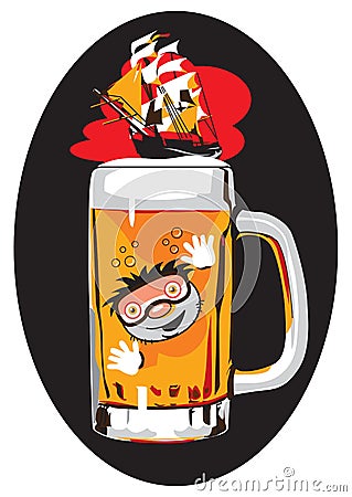 Funny picture sea of beer in 6 colors Vector Illustration