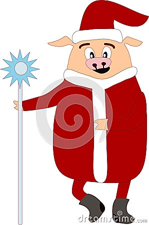 Funny pig Santa Claus Vector Illustration