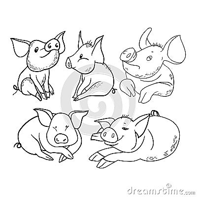 Mood cartoon character, cute pig Stock Photo
