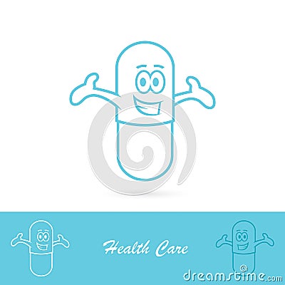 Funny pill character Vector Illustration