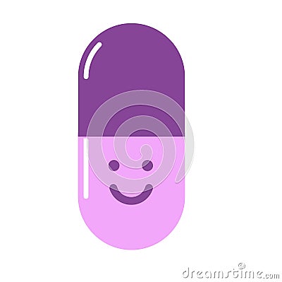 Funny pill icon isolated on white background Vector Illustration