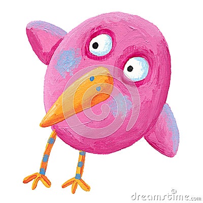 Funny pink bird Cartoon Illustration