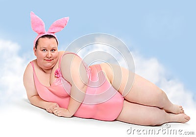 Funny pink Bunny. Stock Photo