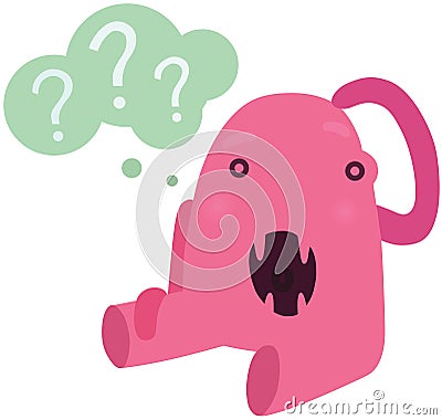 Funny Pink Confused Monster Stock Photo