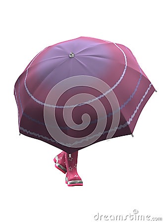 Pink Rubber Shoes with Umbrella Stock Photo
