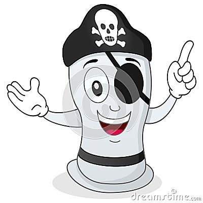 Funny Pirate Condom with Eye Patch Vector Illustration