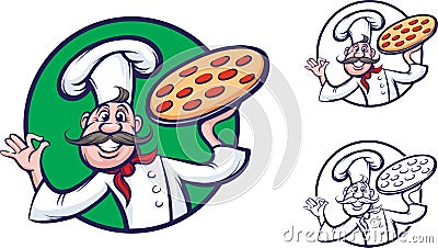 Funny pizza chef Vector Illustration