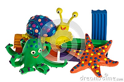 Funny plasticine animals Stock Photo