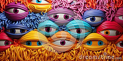 funny plasticine eyes. Generative AI Stock Photo