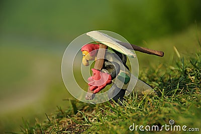 Funny plasticine hang glider pilot figure ready to take off from Stock Photo